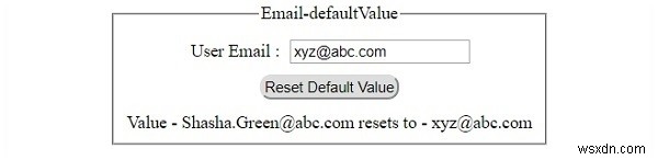 HTML DOM Input Email defaultValue Property 