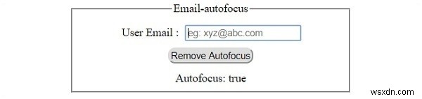 คุณสมบัติการโฟกัสอัตโนมัติของอีเมลอินพุต HTML DOM 