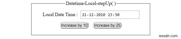 HTML DOM อินพุต DatetimeLocal stepUp ( ) วิธีการ 