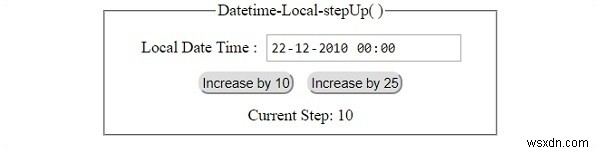 HTML DOM อินพุต DatetimeLocal stepUp ( ) วิธีการ 