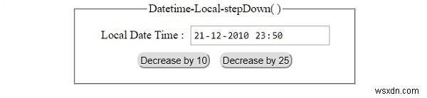 HTML DOM Input DatetimeLocal stepDown( ) Method 