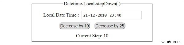 HTML DOM Input DatetimeLocal stepDown( ) Method 