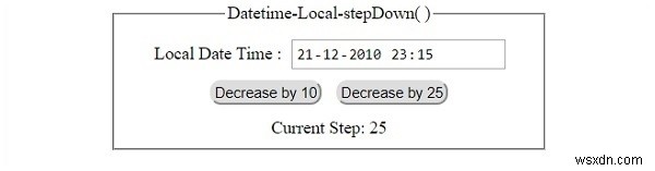 HTML DOM Input DatetimeLocal stepDown( ) Method 