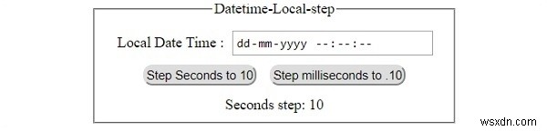 HTML DOM Input DatetimeLocal step Property 