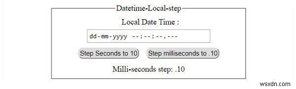 HTML DOM Input DatetimeLocal step Property 