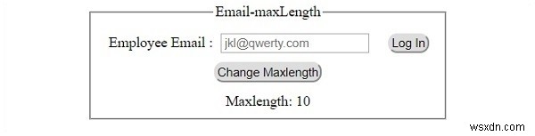 อินพุต HTML DOM คุณสมบัติ maxLength อีเมล 