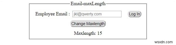 อินพุต HTML DOM คุณสมบัติ maxLength อีเมล 