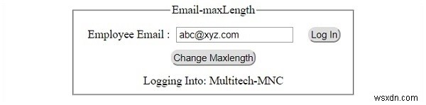 อินพุต HTML DOM คุณสมบัติ maxLength อีเมล 