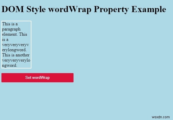 คุณสมบัติ wordWrap สไตล์ HTML DOM 