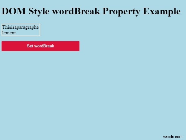 HTML DOM สไตล์ wordBreak คุณสมบัติ 