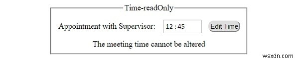 เวลาอินพุต HTML DOM คุณสมบัติอ่านอย่างเดียว 