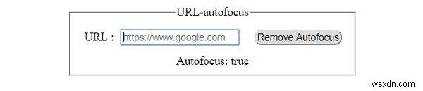 คุณสมบัติการโฟกัสอัตโนมัติ URL อินพุต HTML DOM 