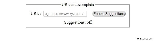 คุณสมบัติการเติม URL เติมข้อความอัตโนมัติของ HTML DOM 