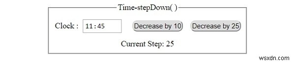 HTML DOM Input Time stepDown( ) Method 