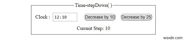 HTML DOM Input Time stepDown( ) Method 