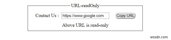 HTML DOM อินพุต URL คุณสมบัติอ่านอย่างเดียว 