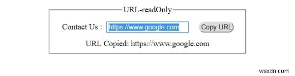 HTML DOM อินพุต URL คุณสมบัติอ่านอย่างเดียว 