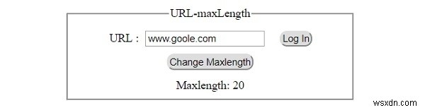 HTML DOM อินพุต URL คุณสมบัติ maxLength 