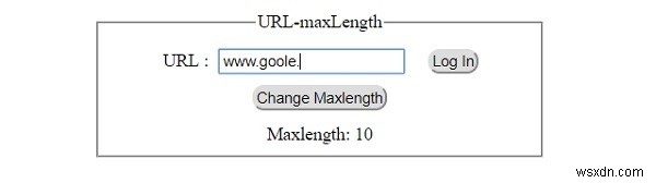 HTML DOM อินพุต URL คุณสมบัติ maxLength 