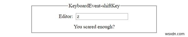 HTML DOM KeyboardEvent shiftKey คุณสมบัติ 