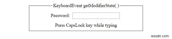 HTML DOM KeyboardEvent getModifierState( ) Method 