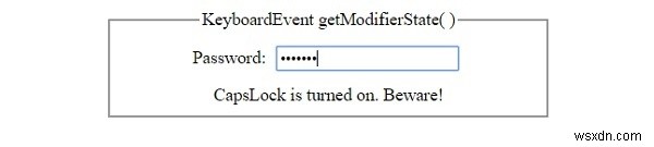 HTML DOM KeyboardEvent getModifierState( ) Method 