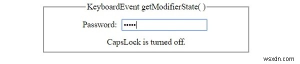 HTML DOM KeyboardEvent getModifierState( ) Method 