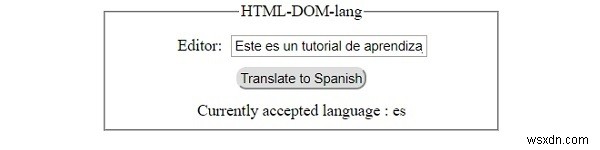 HTML DOM lang พร็อพเพอร์ตี้ 