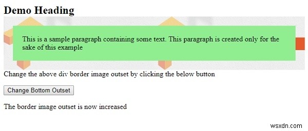 HTML DOM สไตล์ borderImageOutset คุณสมบัติ 