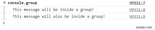 HTML DOM console.group() วิธีการ 