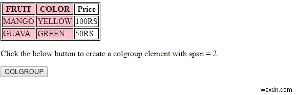 วัตถุ HTML DOM ColumnGroup 