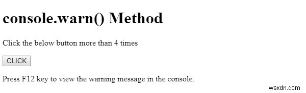 HTML DOM console.warn () วิธีการ 