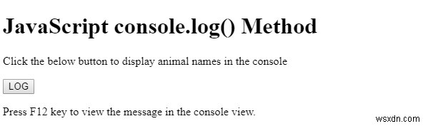 HTML DOM console.log() วิธีการ 