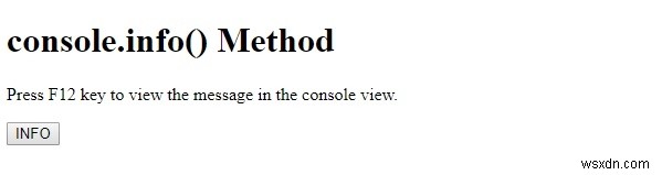 HTML DOM console.info() วิธีการ 
