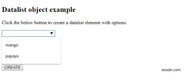 ออบเจ็กต์ HTML DOM Datalist 