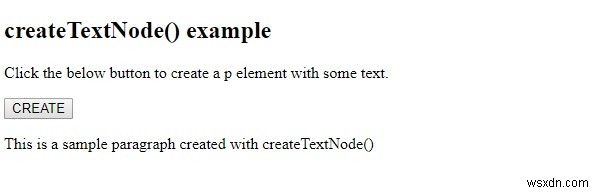 HTML DOM createTextNode() เมธอด 