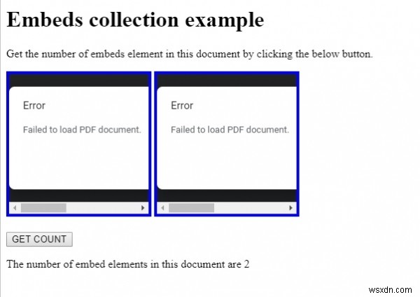 HTML DOM ฝังคอลเลกชัน 