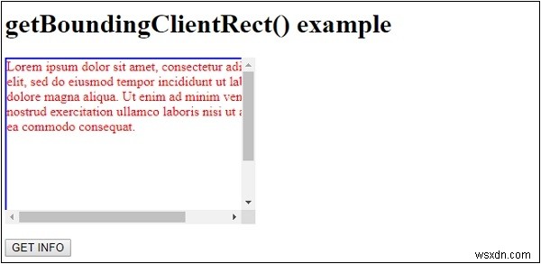 HTML DOM เมธอด getBoundingClientRect() 