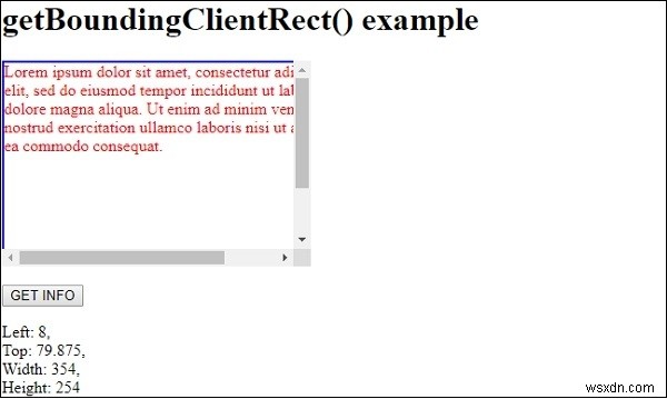 HTML DOM เมธอด getBoundingClientRect() 