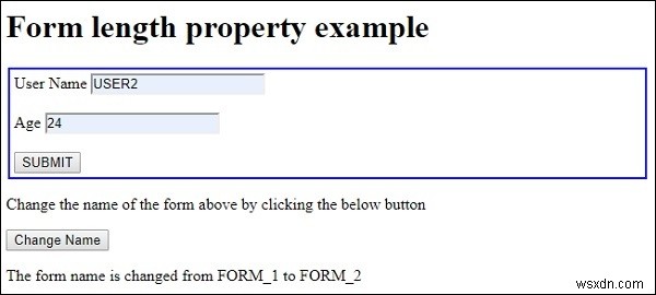 HTML DOM ชื่อแบบฟอร์ม คุณสมบัติ 