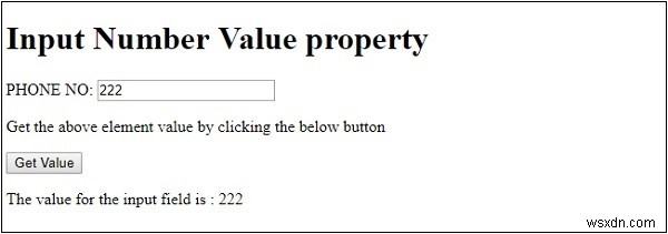 HTML DOM Input Number value คุณสมบัติ 