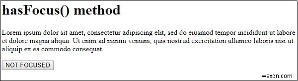 HTML DOM hasFocus() วิธีการ 