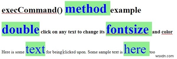 HTML DOM execCommand() วิธีการ 