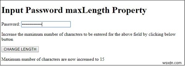 HTML DOM ใส่รหัสผ่านคุณสมบัติ maxLength 