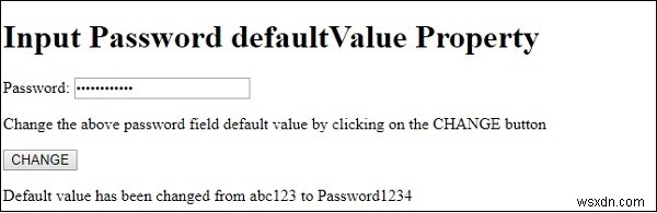 HTML DOM ใส่รหัสผ่าน defaultValue Property 