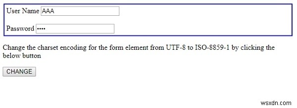 แบบฟอร์ม HTML DOM ยอมรับคุณสมบัติ Charset 