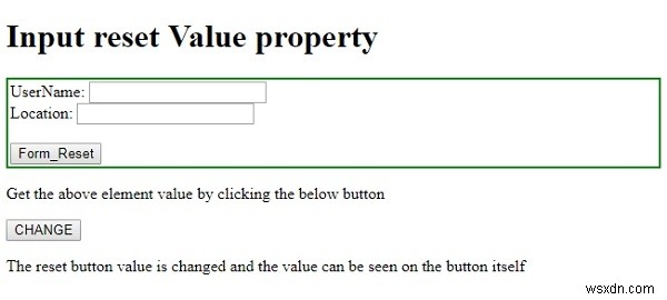 HTML DOM Input รีเซ็ตค่าคุณสมบัติ 