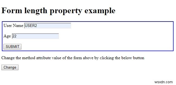 HTML DOM วิธีการแบบฟอร์ม คุณสมบัติ 