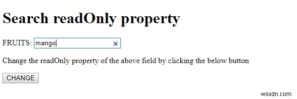 อินพุต HTML DOM ค้นหาคุณสมบัติอ่านอย่างเดียว 