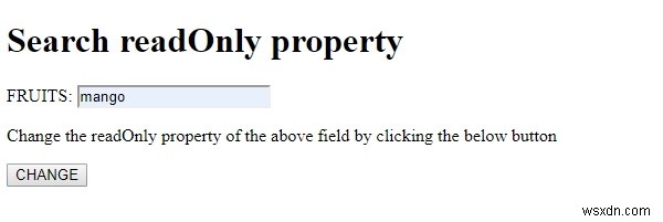 อินพุต HTML DOM ค้นหาคุณสมบัติอ่านอย่างเดียว 